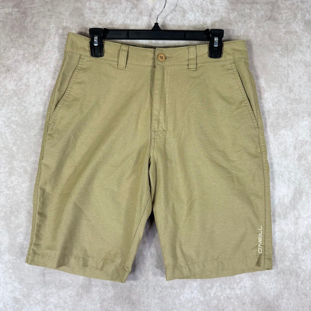O'Neill Hybrid Shorts Men 30 Khaki Textured Chino Walk Shorts Lightweight Active